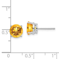 14k White Gold 7mm Citrine earring ,
