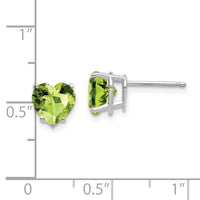 14k White Gold 7mm Heart Peridot Earrings ,