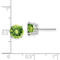 14k White Gold 7mm Peridot Earrings ,