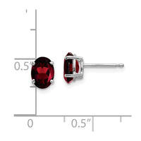 14k White Gold 7x5mm Oval Garnet Earrings ,