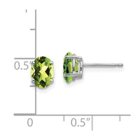 14k White Gold 7x5mm Oval Peridot Earrings ,