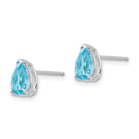 14k White Gold 7x5mm Pear Blue Topaz Earrings ,