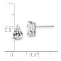 14k White Gold 7x5mm Pear Cubic Zirconia Earrings ,