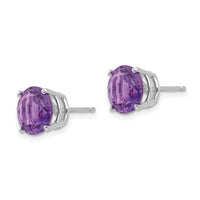 14k White Gold 8mm Amethyst Earrings ,