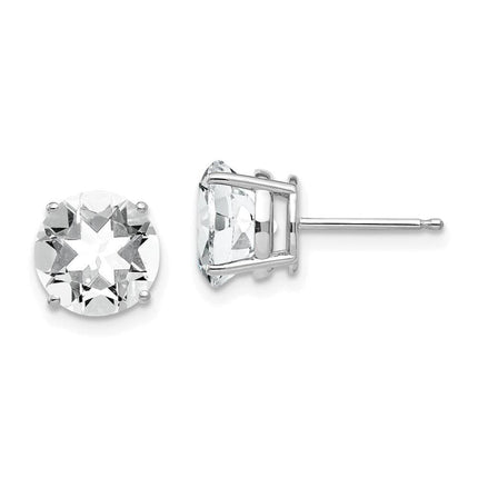 14k White Gold 8mm Cubic Zirconia Earrings ,
