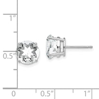 14k White Gold 8mm Cubic Zirconia Earrings ,