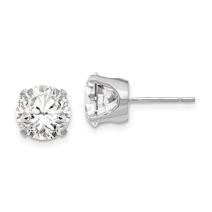 14k White Gold 8mm CZ stud earrings ,