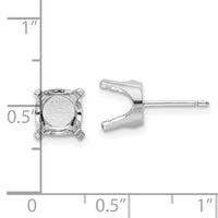 14k White Gold 8mm Round Stud Earring Mounting w/backs No Stones Included ,