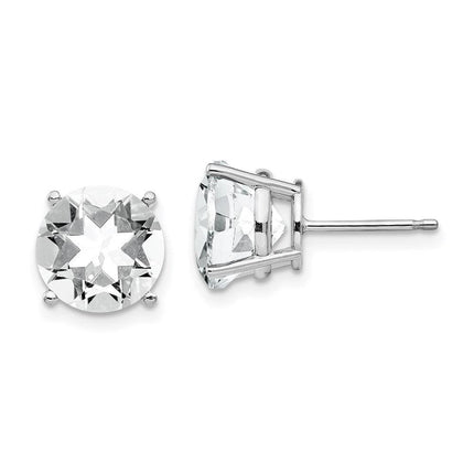 14k White Gold 9mm Cubic Zirconia Earrings ,