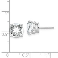14k White Gold 9mm Cubic Zirconia Earrings ,