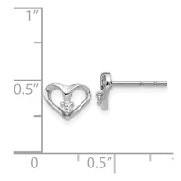 14k White Gold AA Diamond Heart Post Earrings ,