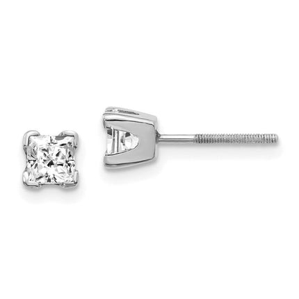 14k White Gold AAA Quality Complete Princess Cut Diamond Earring ,