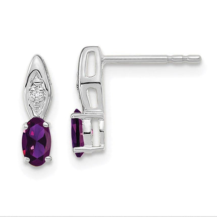 14k White Gold Amethyst Diamond Earring ,