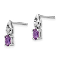 14k White Gold Amethyst Diamond Earring ,