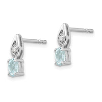 14k White Gold Aquamarine Diamond Earring ,