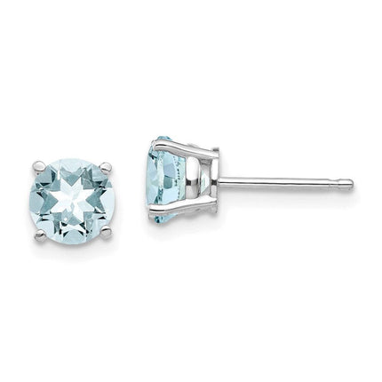 14k White Gold Aquamarine Earrings ,