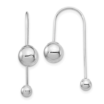14K White Gold Bead w/Screw End Threader Earrings ,