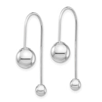 14K White Gold Bead w/Screw End Threader Earrings ,