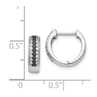 14k White Gold Black and White Diamond Hinged Hoop Earrings ,