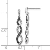 14K White Gold Black & White Diamond Twisted Post Earrings ,