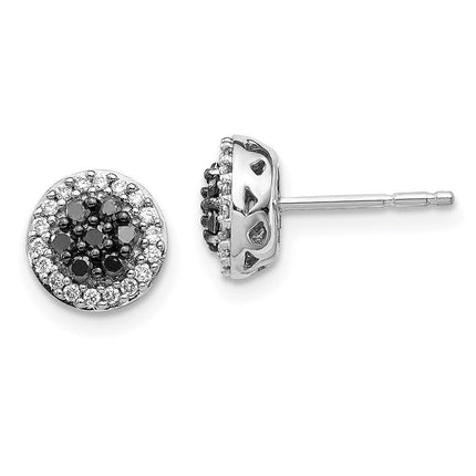 14k White Gold Black/White Diamond Earrings ,