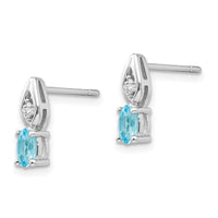 14k White Gold Blue Topaz Diamond Earring ,