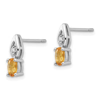 14k White Gold Citrine Diamond Earring ,