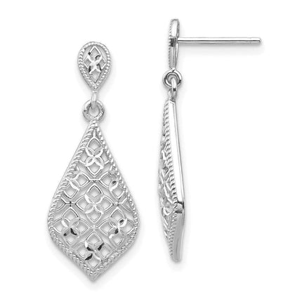 14K White Gold Dangle Earrings ,
