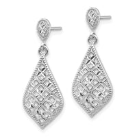 14K White Gold Dangle Earrings ,