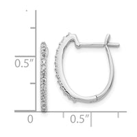 14K White Gold Diamond 1.3mm Hinged Hoop Earrings ,