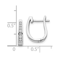 14K White Gold Diamond 3mm Hinged Hoop Earrings ,