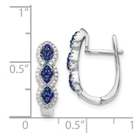 14k White Gold Diamond and Blue Sapphire Earrings ,