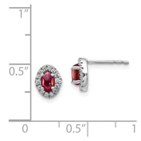 14k White Gold Diamond & Cabochon Garnet Earrings ,