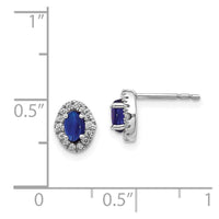 14k White Gold Diamond & Cabochon Sapphire Earrings ,
