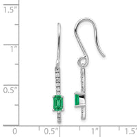 14k White Gold Diamond & Emerald Fancy Earrings ,