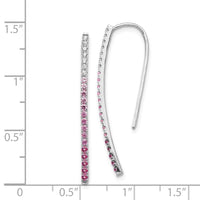 14k White Gold Diamond & Pink Sapphire Earrings ,