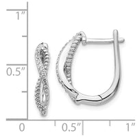 14K White Gold Diamond & Twisted Rope Hinged Post Earrings ,