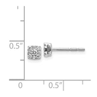 14K White Gold Diamond Cluster Post Earrings ,