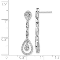 14k White Gold Diamond Dangle Earrings ,
