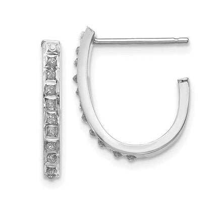 14k White Gold Diamond Fascination Hoop Earrings ,
