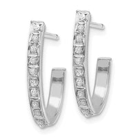 14k White Gold Diamond Fascination Hoop Earrings ,