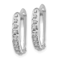 14k White Gold Diamond Fascination Leverback Hoop Earrings ,