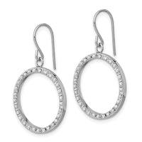 14K White Gold Diamond Fascination Open Dangle Hoop Earrings ,