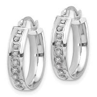 14k White Gold Diamond Fascination Round Hoop Earrings ,