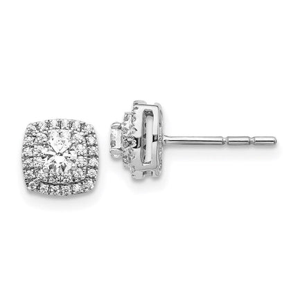 14k White Gold Diamond Halo Earrings ,