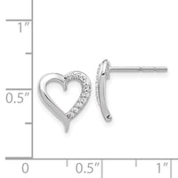 14k White Gold Diamond Heart Earrings ,