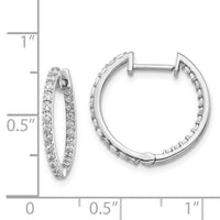 14k White Gold Diamond Hoop Earrings ,