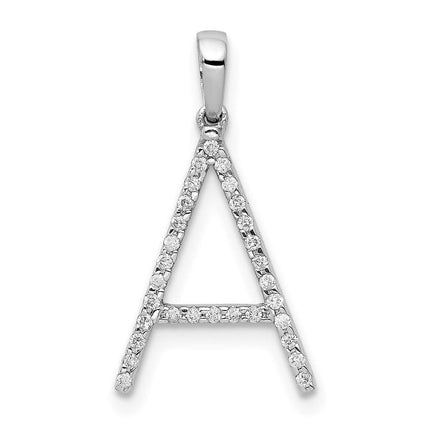 14k White Gold Diamond Initial A Pendant ,