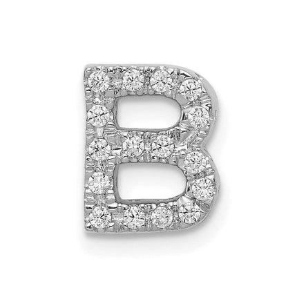 14k White Gold Diamond Initial B Charm ,