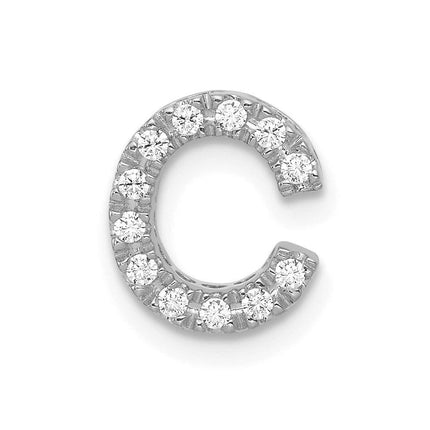 14k White Gold Diamond Initial C Charm ,